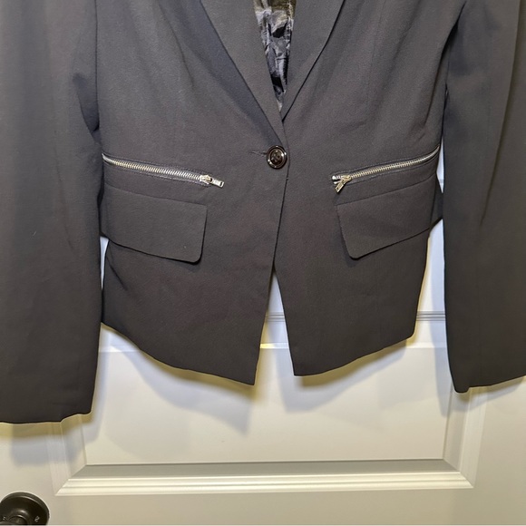 Issue Black V Neck 1-Button Front Blazer Jacket Size S - Picture 5 of 7